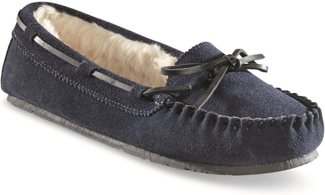 Fur-Lined Moccasin Slipper Shoes for Women, Ladies Bedroom House Slippers, Indoor and Outdoor