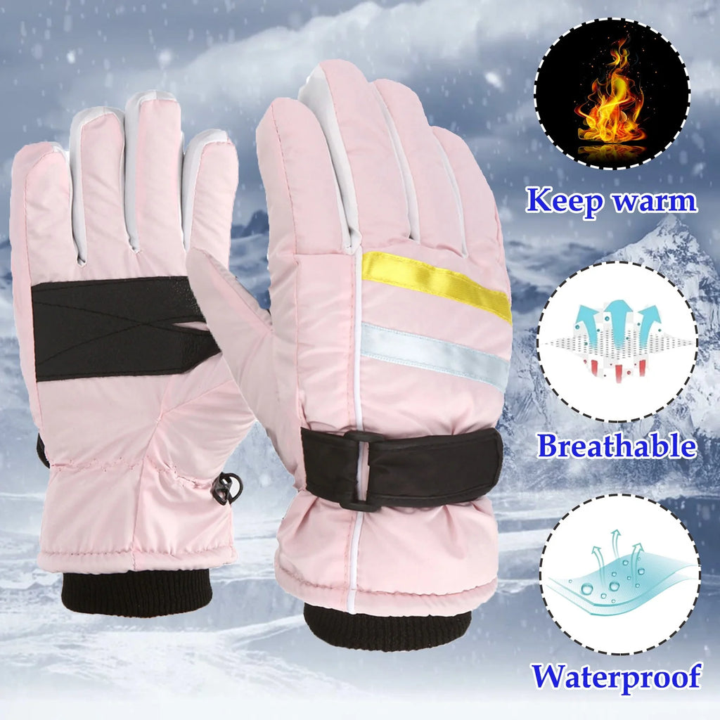 Kids Waterproof Warm Winter Snow Ski Gloves Snow Years Skating Girls for 7-12 Suit Windproof Gloves Ski Outdoor Kids Old Snowboarding Warm Winter Boys Kids Gloves & Mittens