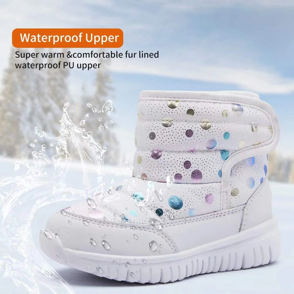 Boys Girls Toddler Snow Boots Waterproof Slip Resistant Outdoor Kids Winter Shoes