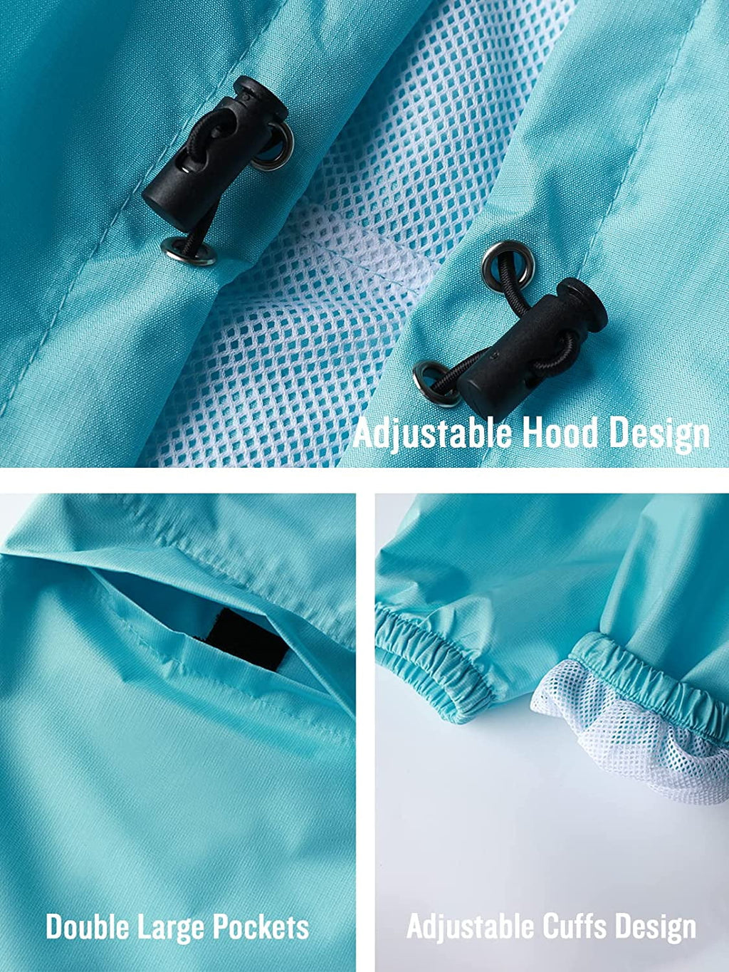 Rain Jacket Women Waterproof Raincoat Packable Hooded Windbreaker