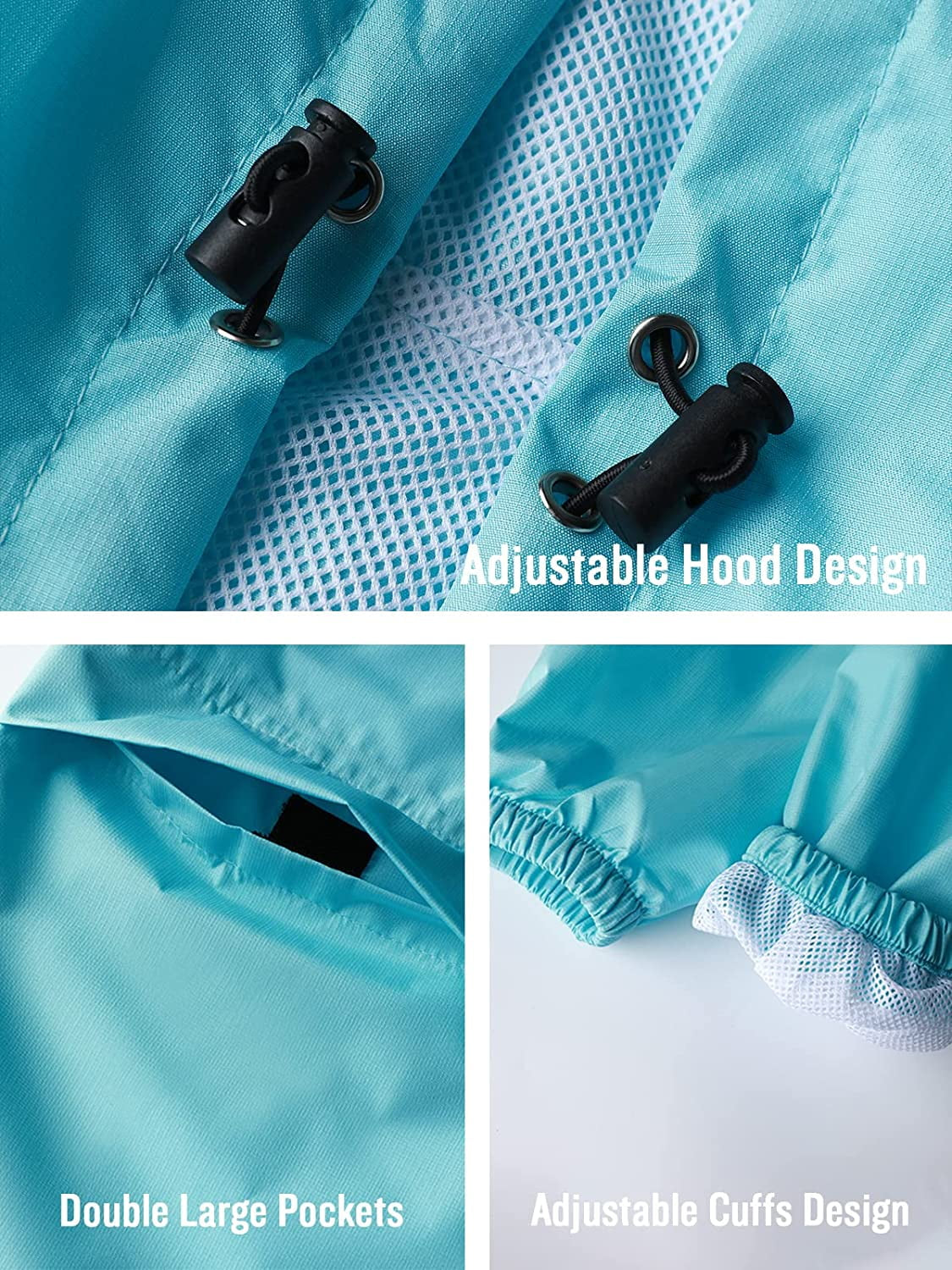 Rain Jacket Women Waterproof Raincoat Packable Hooded Windbreaker