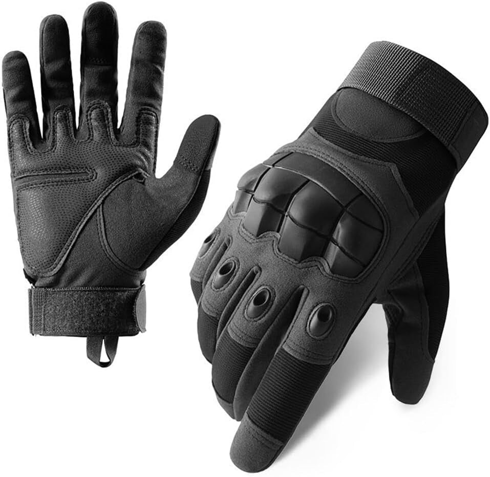 Tactical Gloves with Knuckle Protection, Men Outdoor Gloves Fingerless Glove for Riding, Cycling, Motorcycle, Driving Gloves (Black L)