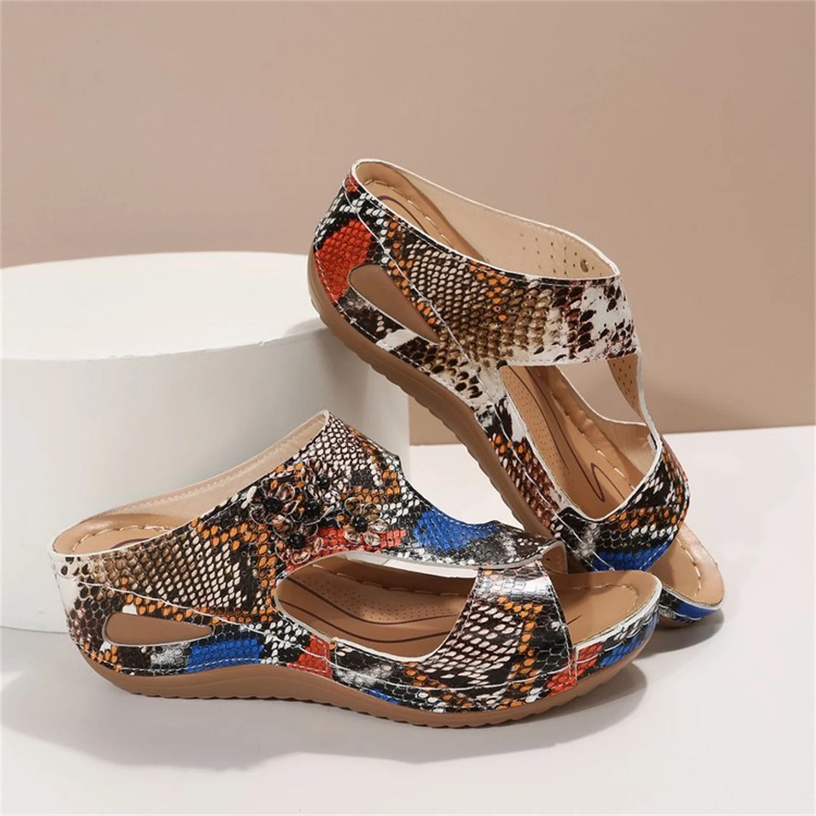 Orthopedic Sandals for Women Beach Slippers with Arch Support Anti- Breathable Open Toe Vintage Wedge Sandals for Women, up to 65% Off!