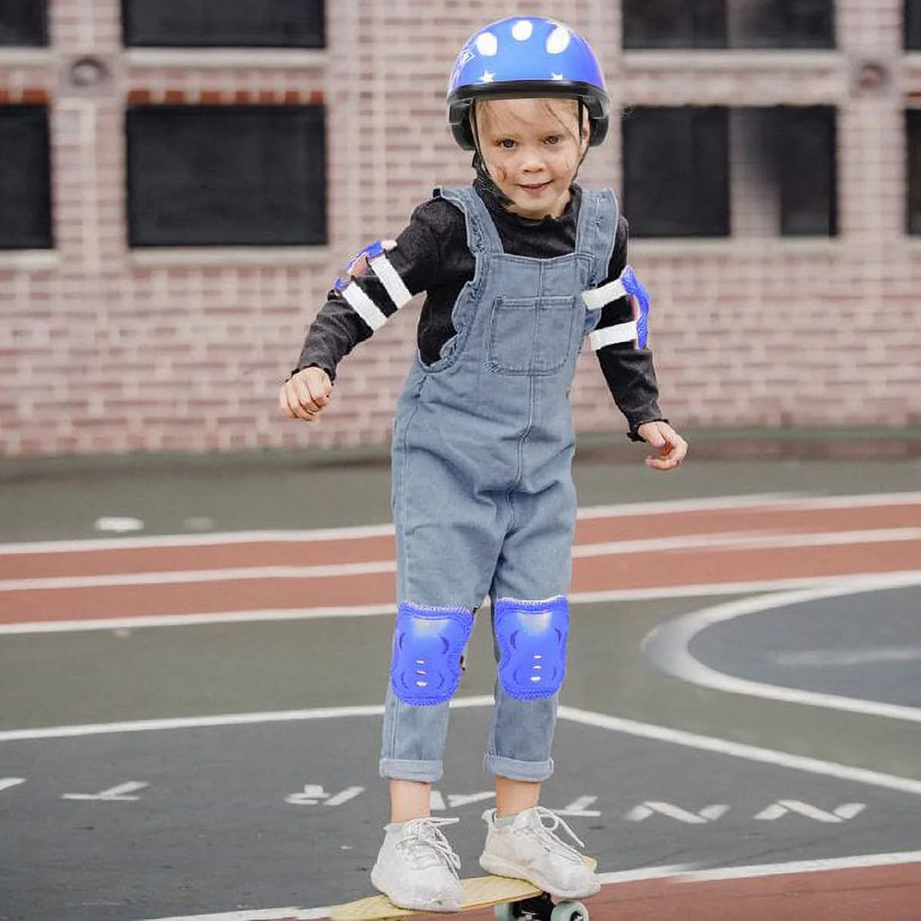Kids Adjustable Helmet Suitable for Ages 3-14 Years Toddler Boys Girls, Sports Protective Gear Set Knee Elbow Wrist Pads for Bike Skateboard Scooter Rollerblading-Blue