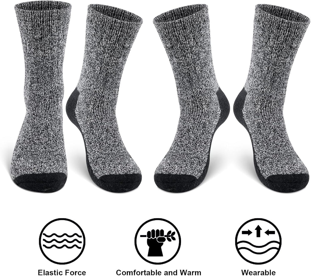 2 Pack Merino Mens Wool Socks, Winter Warm Thermal Socks for Men Cold Weather