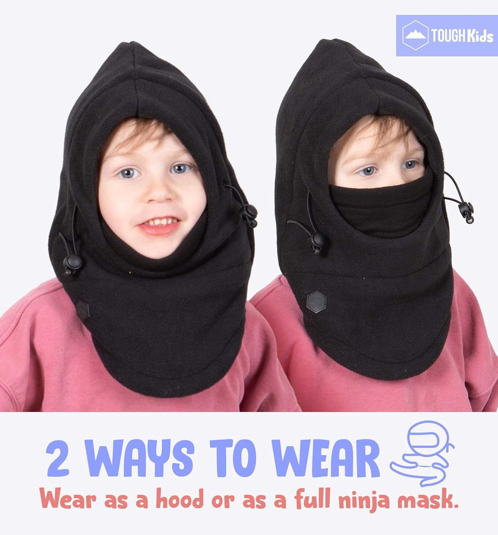 Kids Winter Hat with Mask - Ski Mask for Kids - Ninja Kids Balaclava & Winter Face Mask for Kids W/Hood - Toddler Balaclava