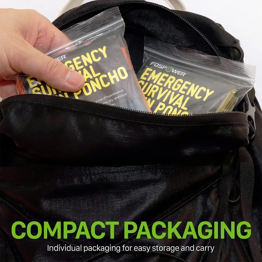 Emergency Rain Poncho with Hood Reusable Weather Resistant Raincoat for Men Women Camping Hiking Emergency Supplies Survival Kit