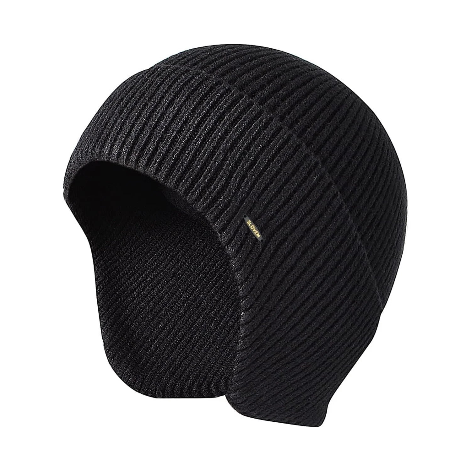 Men Women Knit Hat Winter Warm Stretch Beanie Ear Flaps Cap Outdoor Work Ski