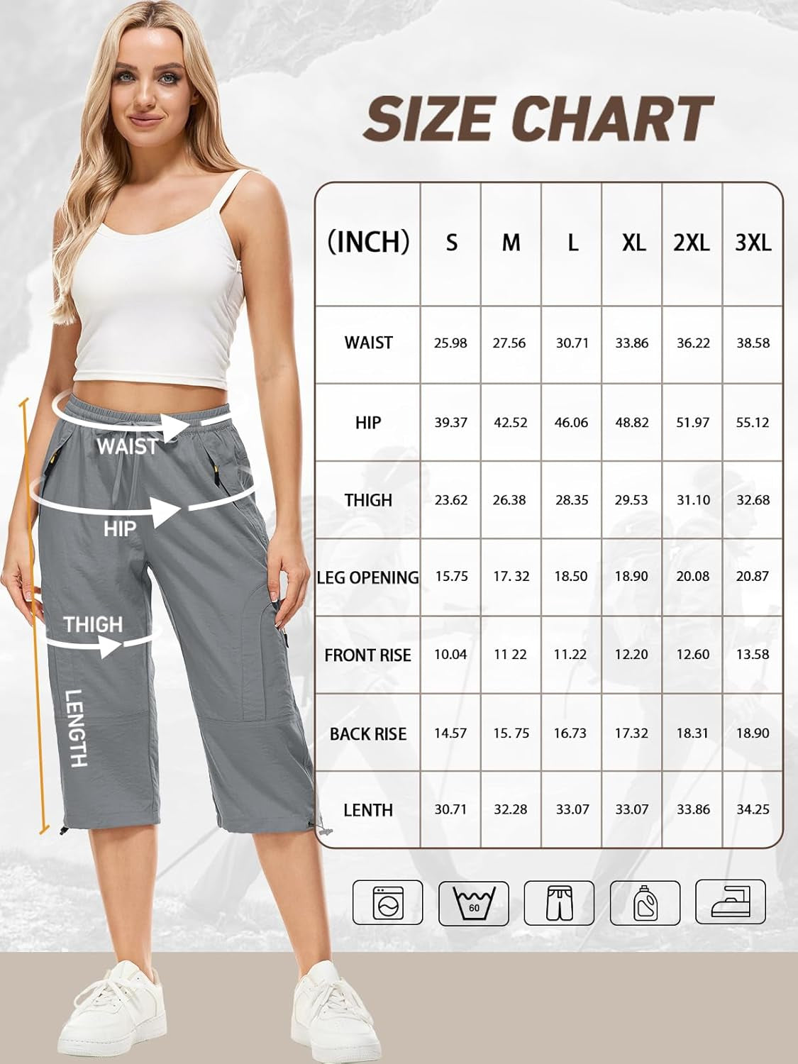 Women'S Cargo Capris Pants Casual Hiking Pants Lightweight Quick Dry Travel Summer Pants for Women