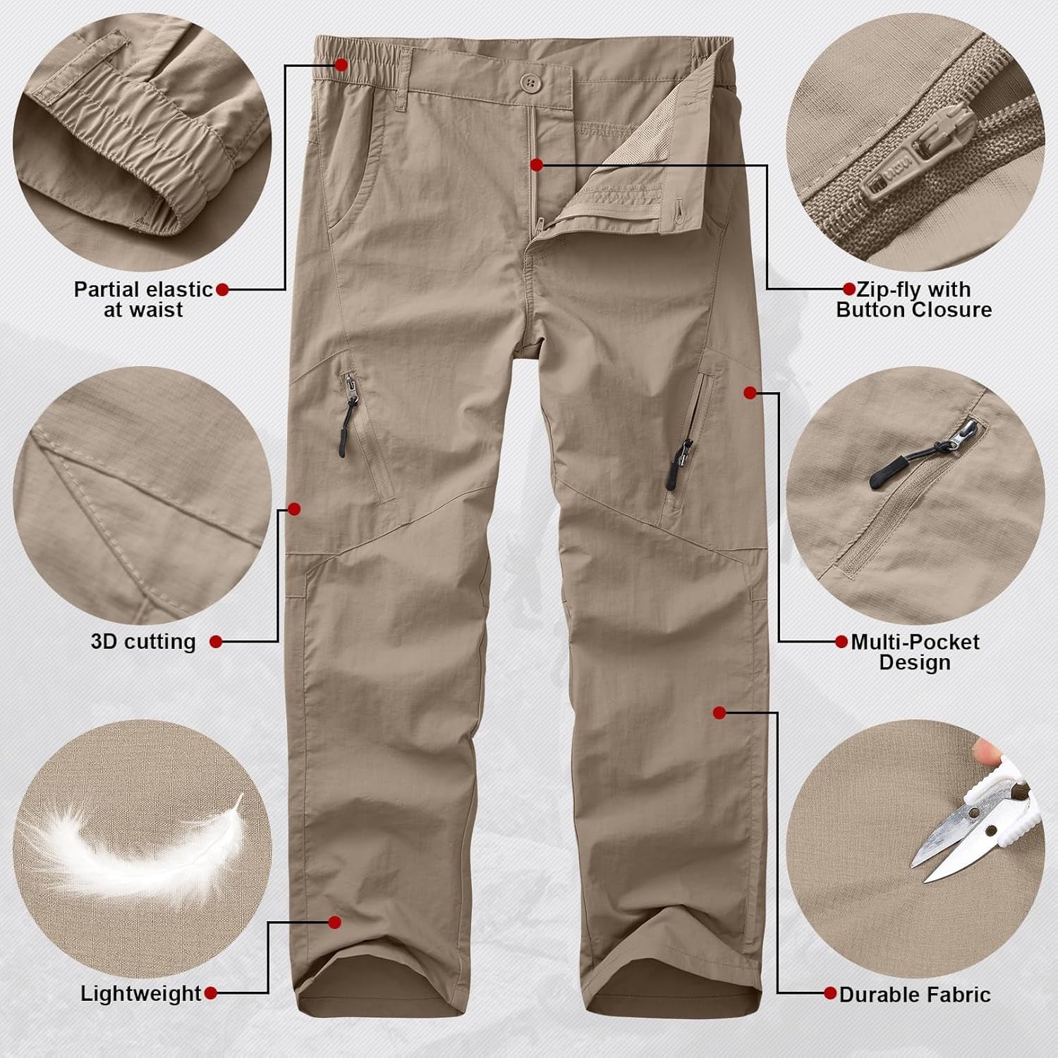 Kids' Cargo Pants, Youth Boys' Hiking Casual Outdoor Quick Dry Boy Scout Pants