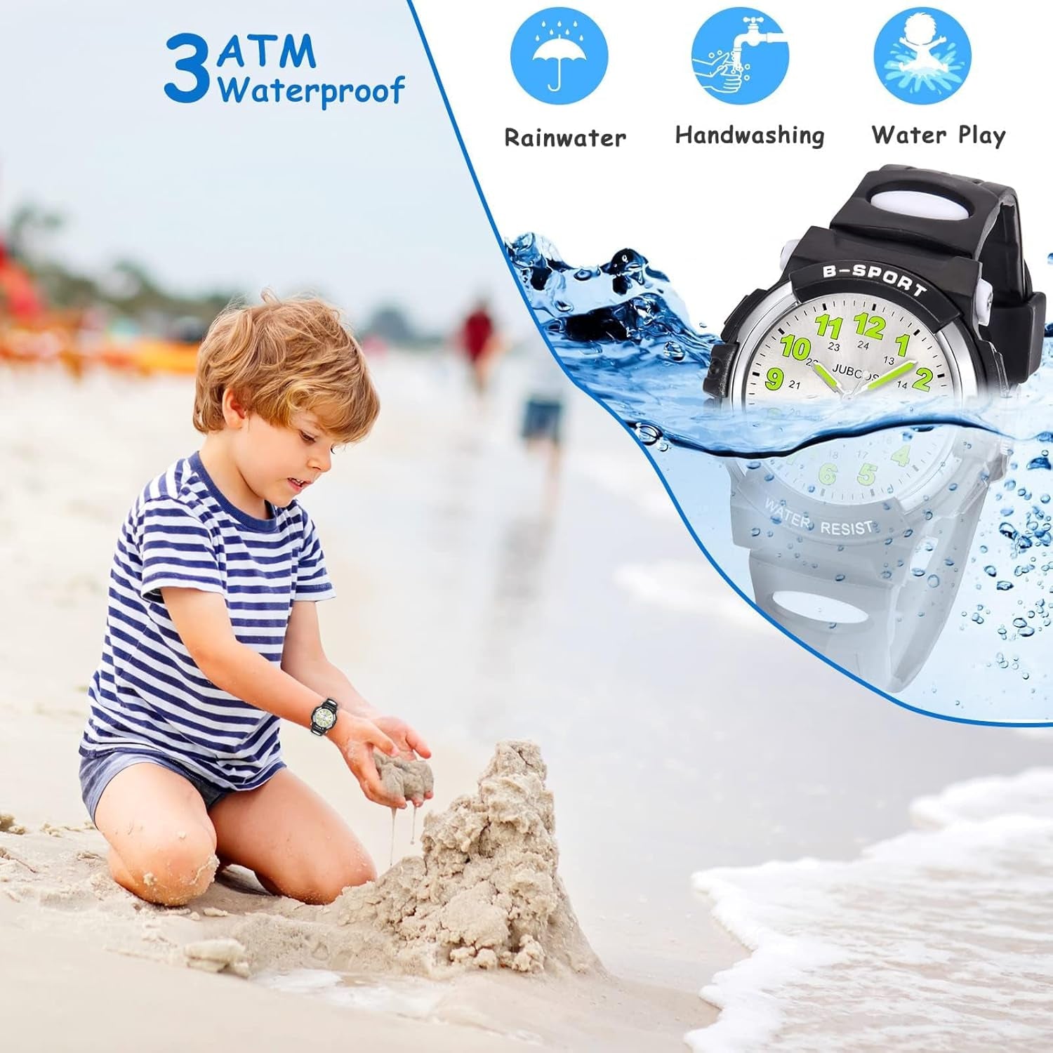 Kids Analog Watch, Childrens Waterproof Quartz Watch for 5-14 Years Old Boys Girls Time Teaching Sports Outdoor Wirstwatch