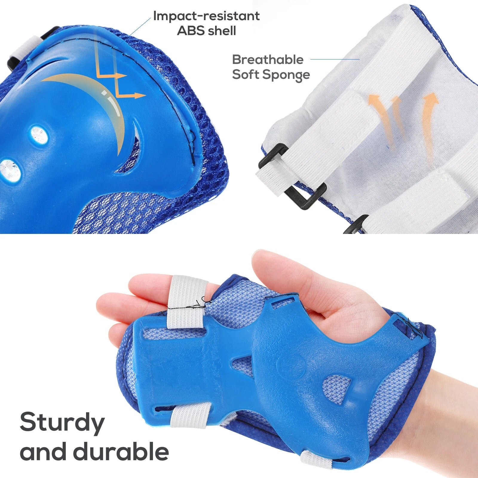 Kids Adjustable Helmet Suitable for Ages 3-14 Years Toddler Boys Girls, Sports Protective Gear Set Knee Elbow Wrist Pads for Bike Skateboard Scooter Rollerblading-Blue