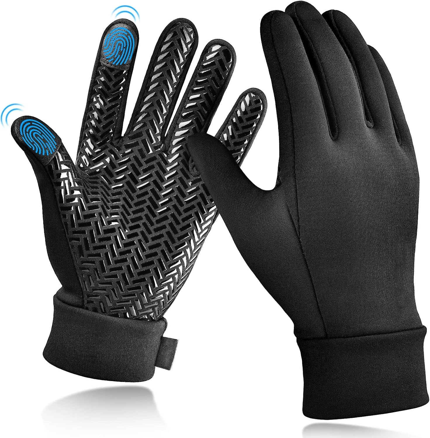 Kids Winter Touch Screen Gloves - Cold Weather Windproof Waterproof Fleece Warm Gloves Anti-Slip Cycling Mittens for Aged 4-12 Children Boys & Girls