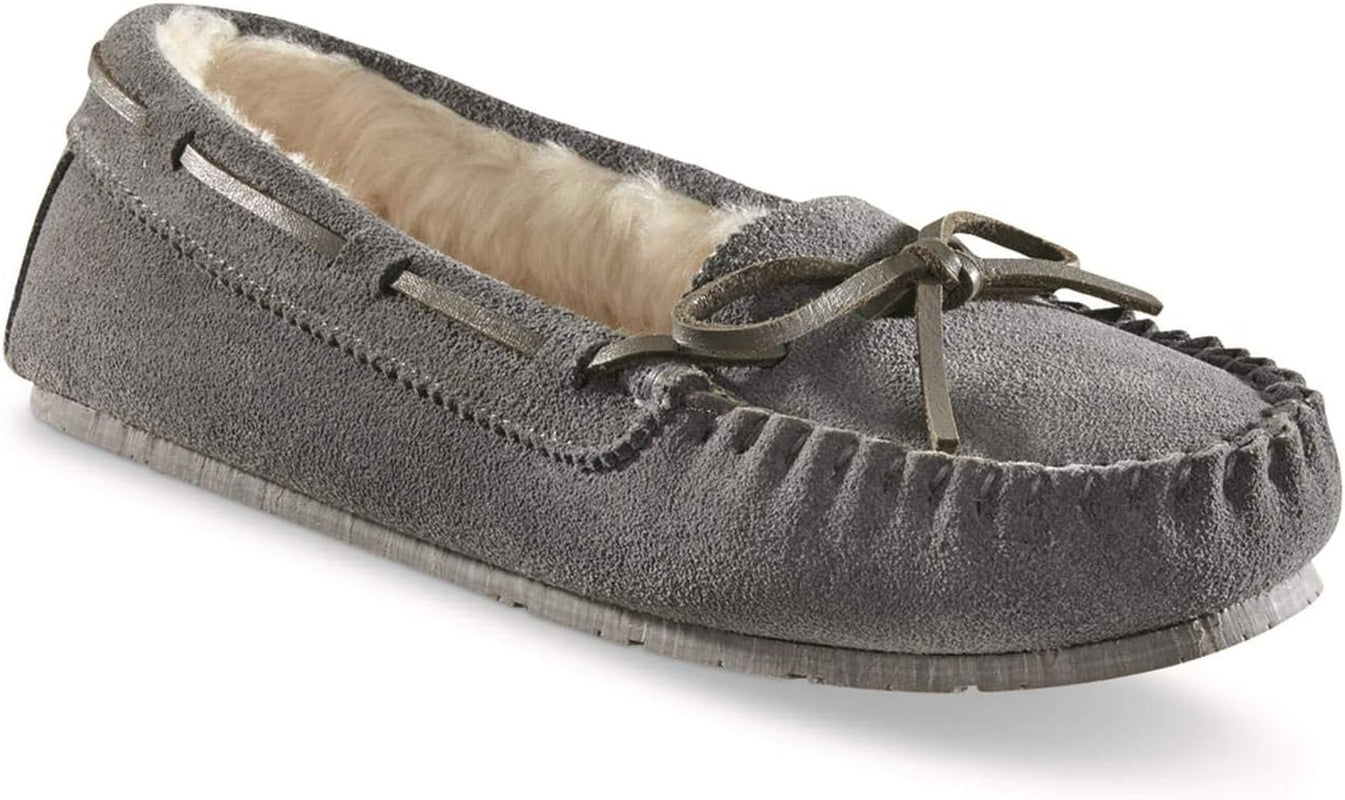 Fur-Lined Moccasin Slipper Shoes for Women, Ladies Bedroom House Slippers, Indoor and Outdoor