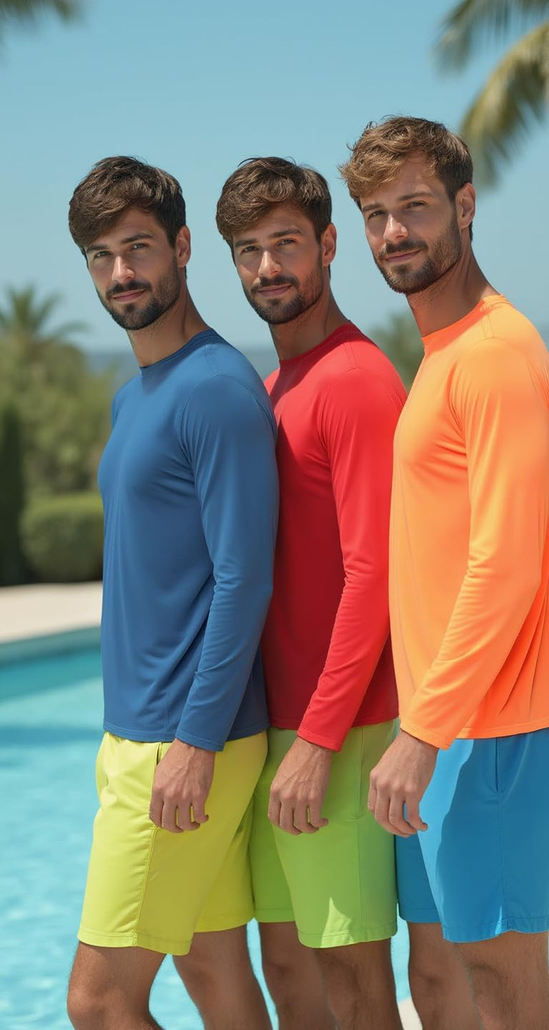 Men'S UPF 50+ Long Sleeve Sun Shirt, Quick-Dry UV Protection Rash Guard for Fishing, Hiking, Swimming