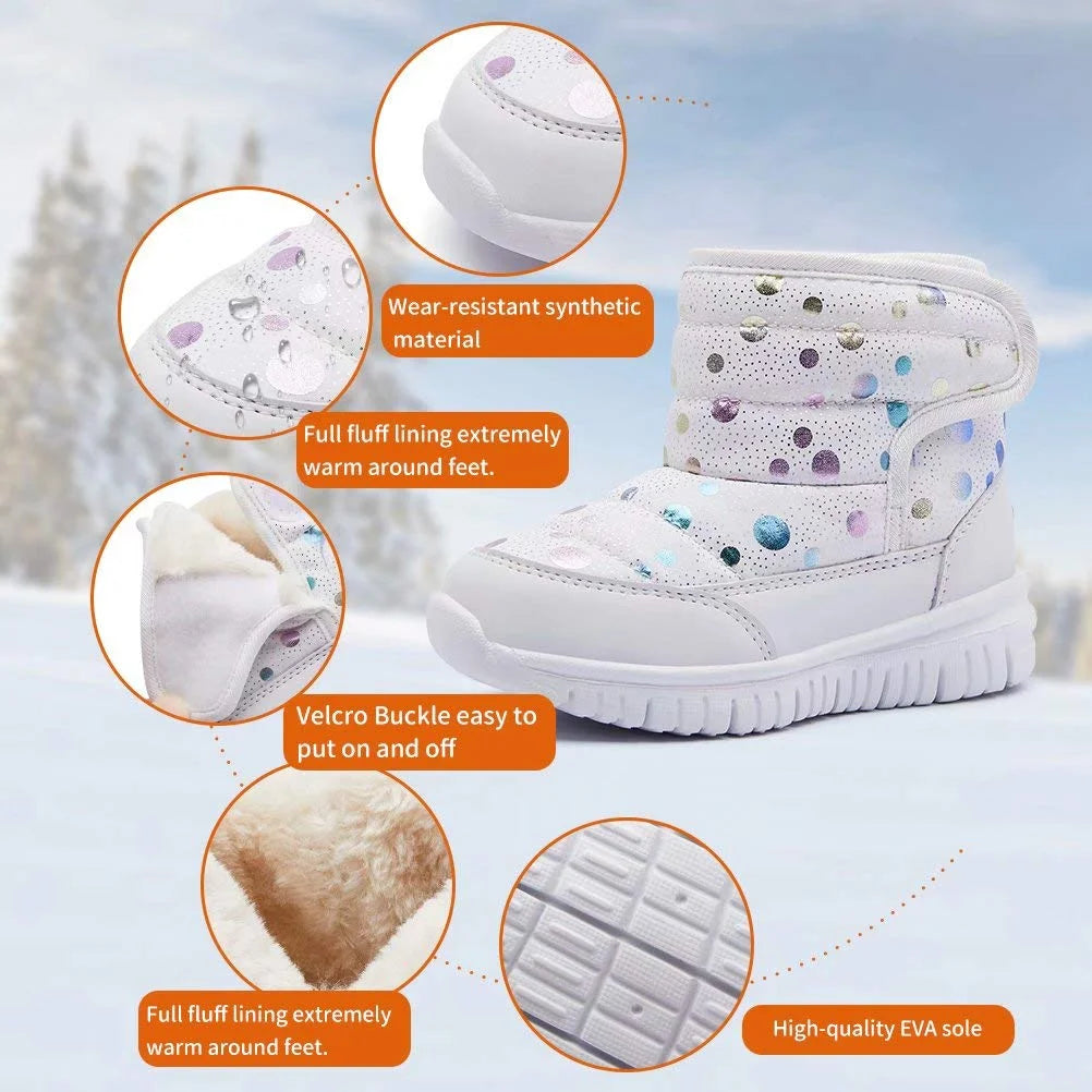 Boys Girls Toddler Snow Boots Waterproof Slip Resistant Outdoor Kids Winter Shoes