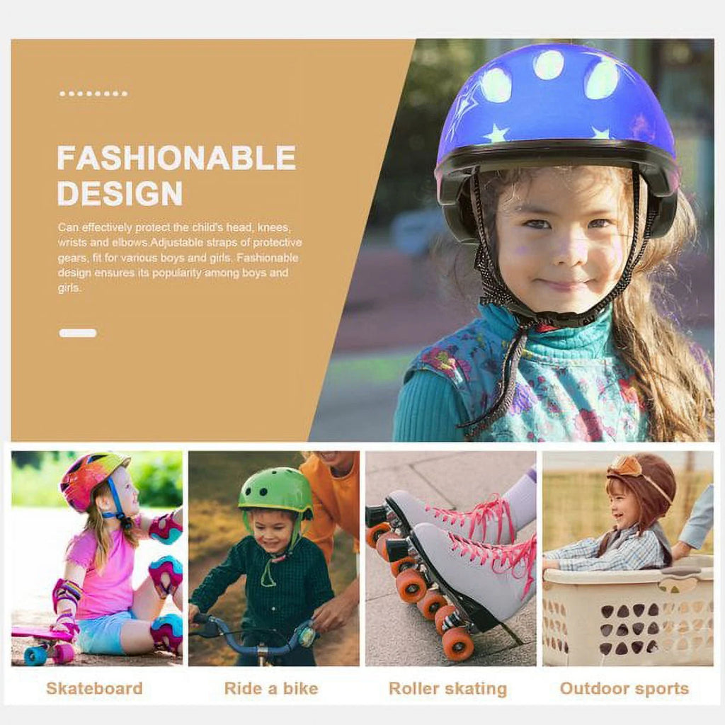 Kids Adjustable Helmet Suitable for Ages 3-14 Years Toddler Boys Girls, Sports Protective Gear Set Knee Elbow Wrist Pads for Bike Skateboard Scooter Rollerblading-Blue