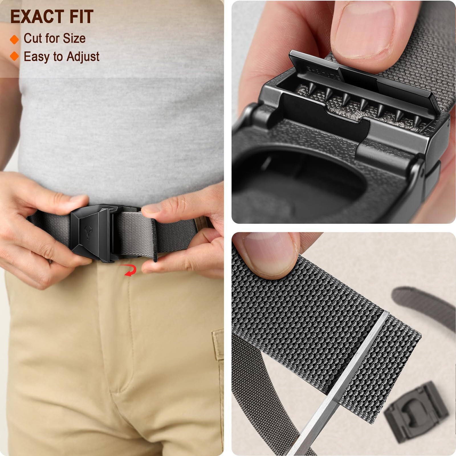 BULLIANT Men Belt 2 Pack,Nylon Web Holster Belt Stretch for Gift Men Outdoor ...
