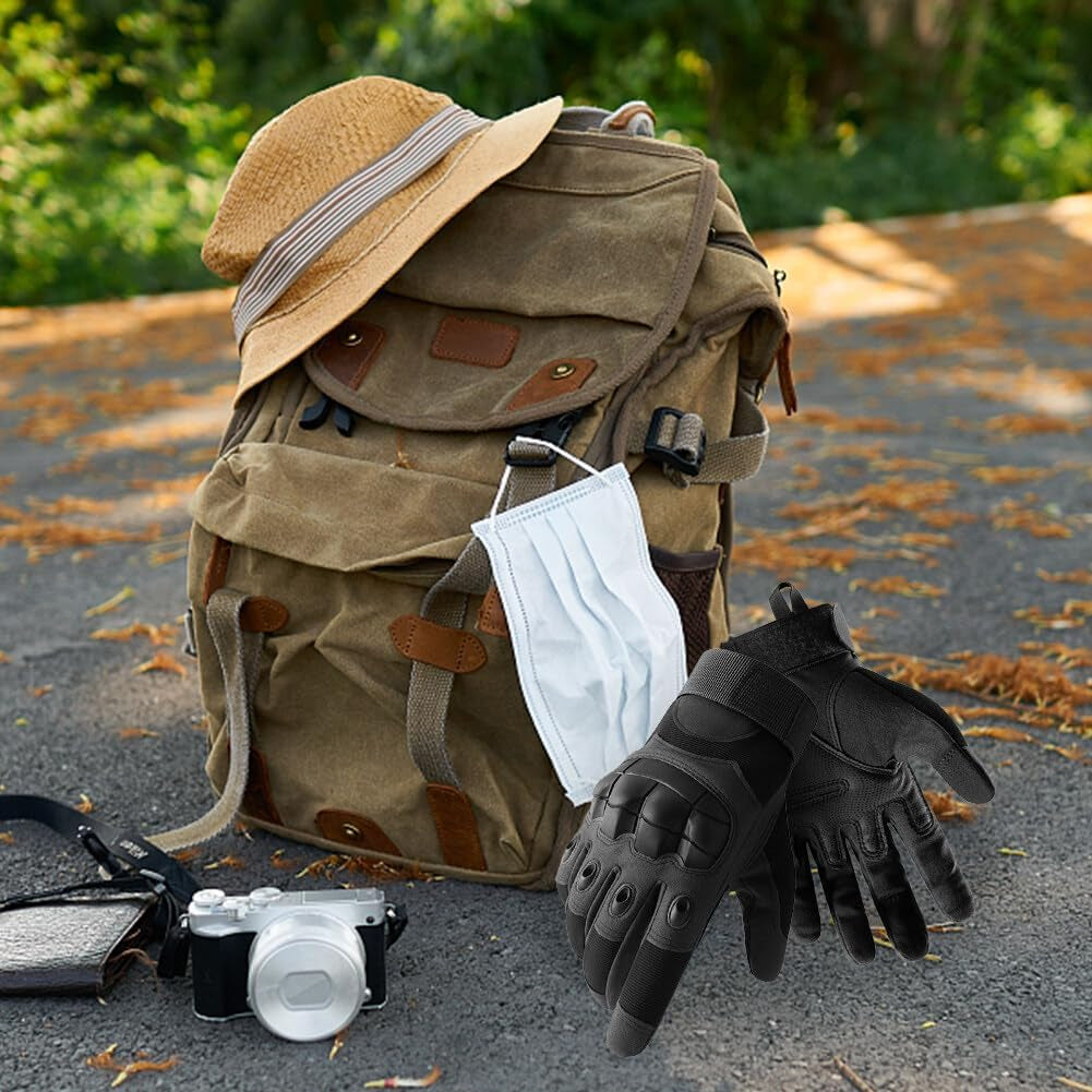Tactical Gloves with Knuckle Protection, Men Outdoor Gloves Fingerless Glove for Riding, Cycling, Motorcycle, Driving Gloves (Black L)