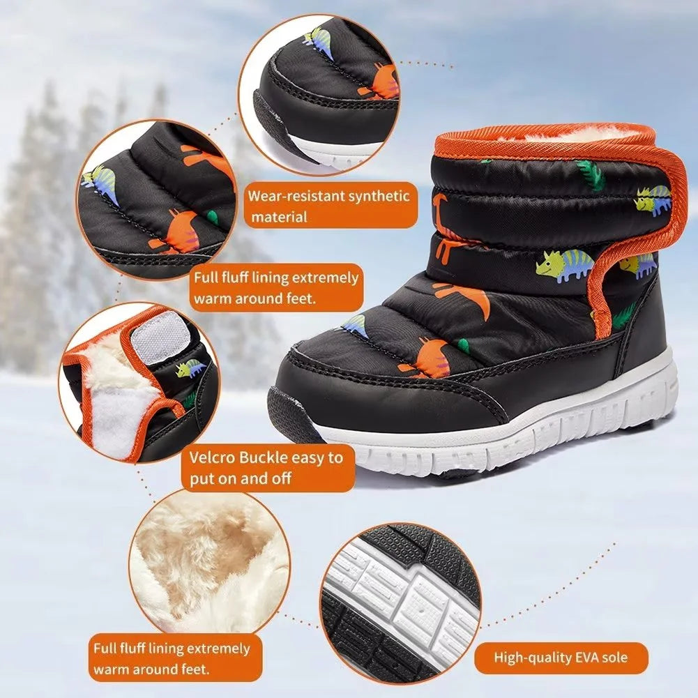 GUBARUN Boys Girls Toddler Snow Boots Waterproof Slip Resistant Outdoor Kids Winter Shoes