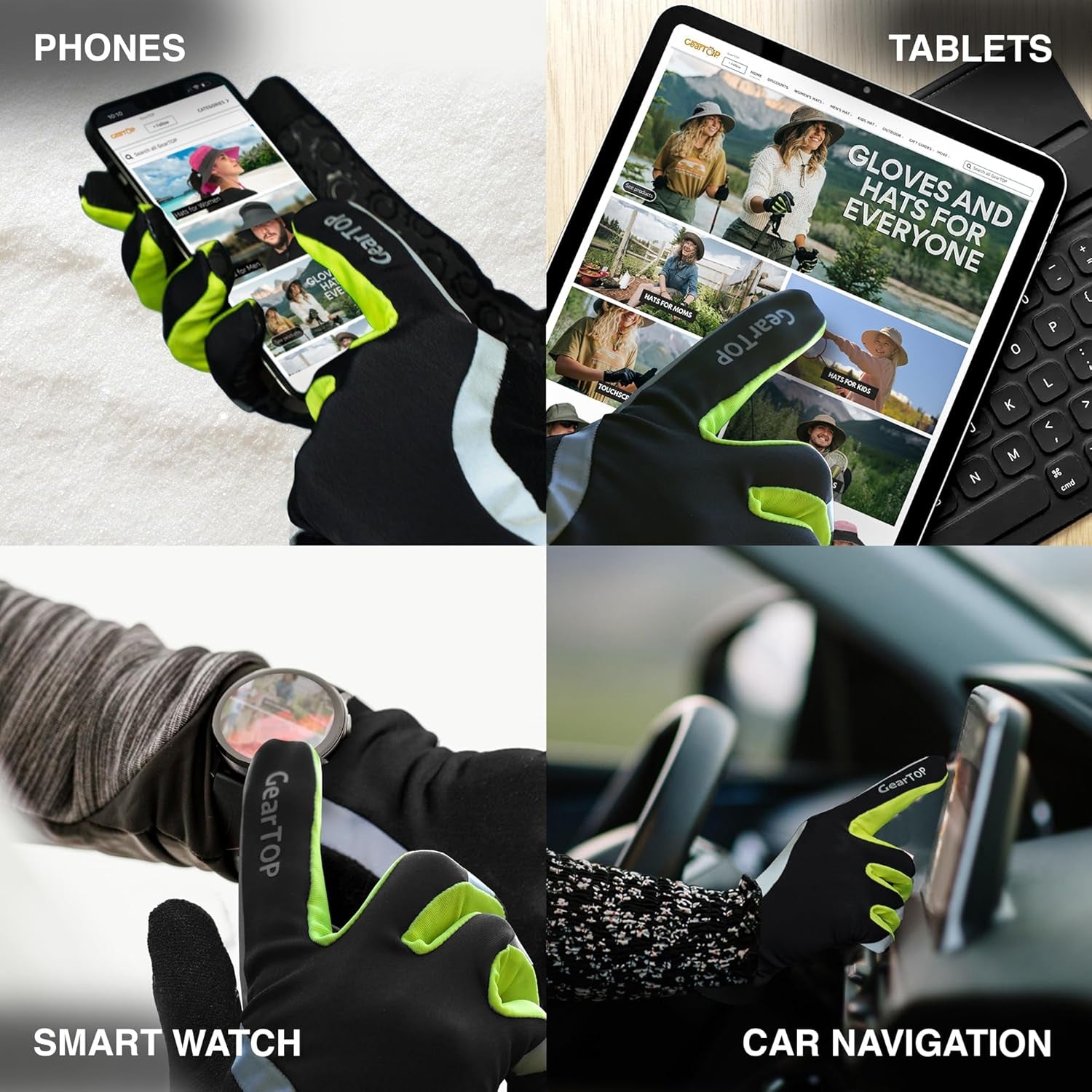 Running Gloves for Men & Women, Touchscreen Cold Weather Jogging Gear, Fluorescent Reflective Winter Gloves Visible at Night, Warm Glove Liners for Hiking
