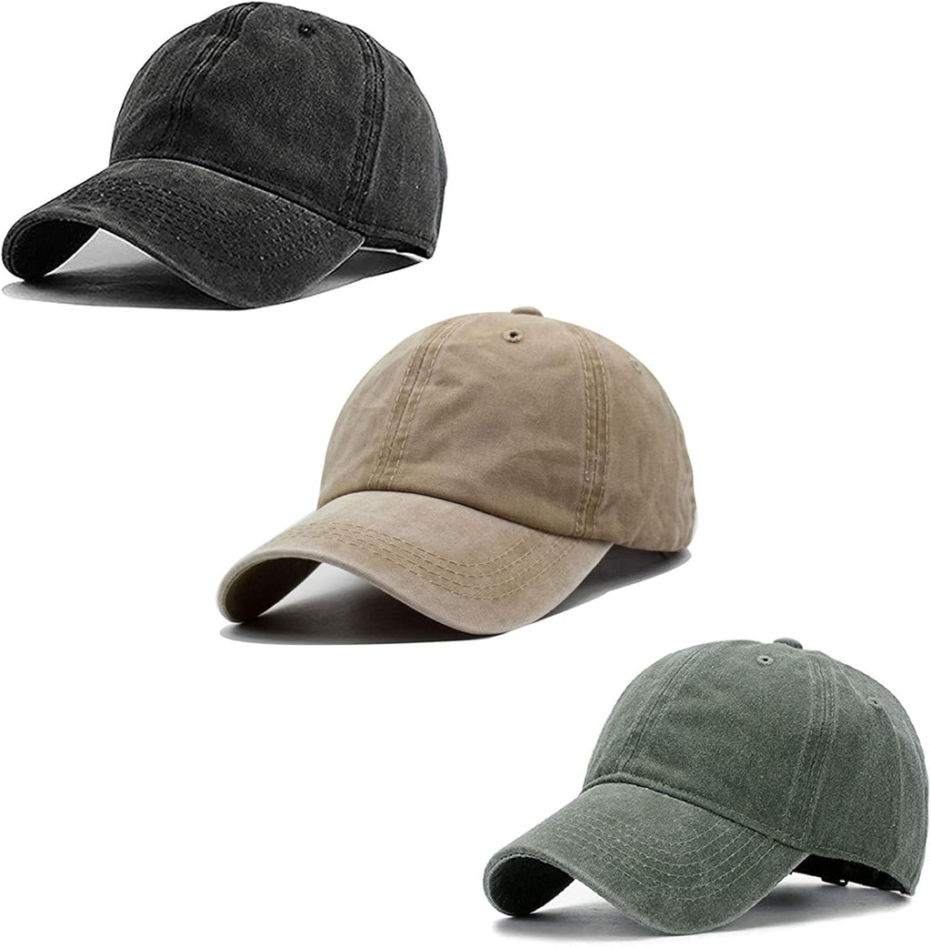 Unisex Vintage Washed Distressed Baseball-Cap Twill Adjustable Dad-Hat