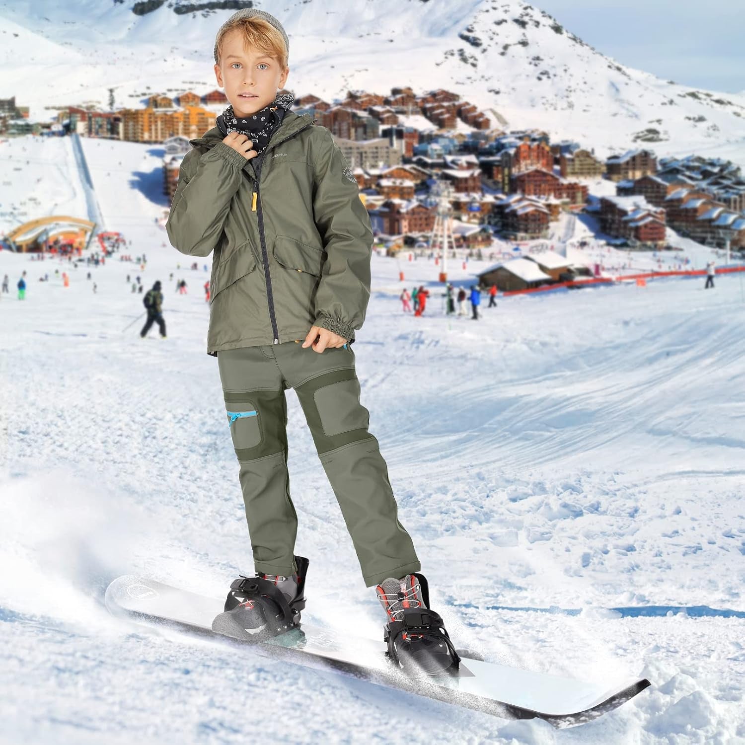 Kids Boy'S Snow Waterproof Pants Youth Fleece Lind Hiking Softshell Warm Insulated Trousers