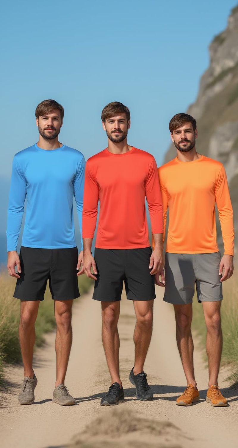 Men'S UPF 50+ Long Sleeve Sun Shirt, Quick-Dry UV Protection Rash Guard for Fishing, Hiking, Swimming