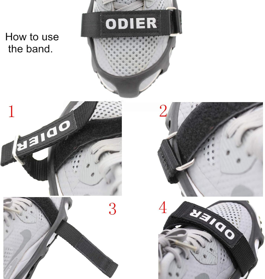 Ice Cleats Grippers for Shoes and Boots 24 Teeth Crampons 10 Teeth Tiny Spikes Ice Cleats for Walk on Ice Snow and Freezing Mud