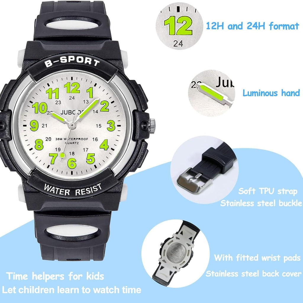 Kids Analog Watch, Childrens Waterproof Quartz Watch for 5-14 Years Old Boys Girls Time Teaching Sports Outdoor Wirstwatch