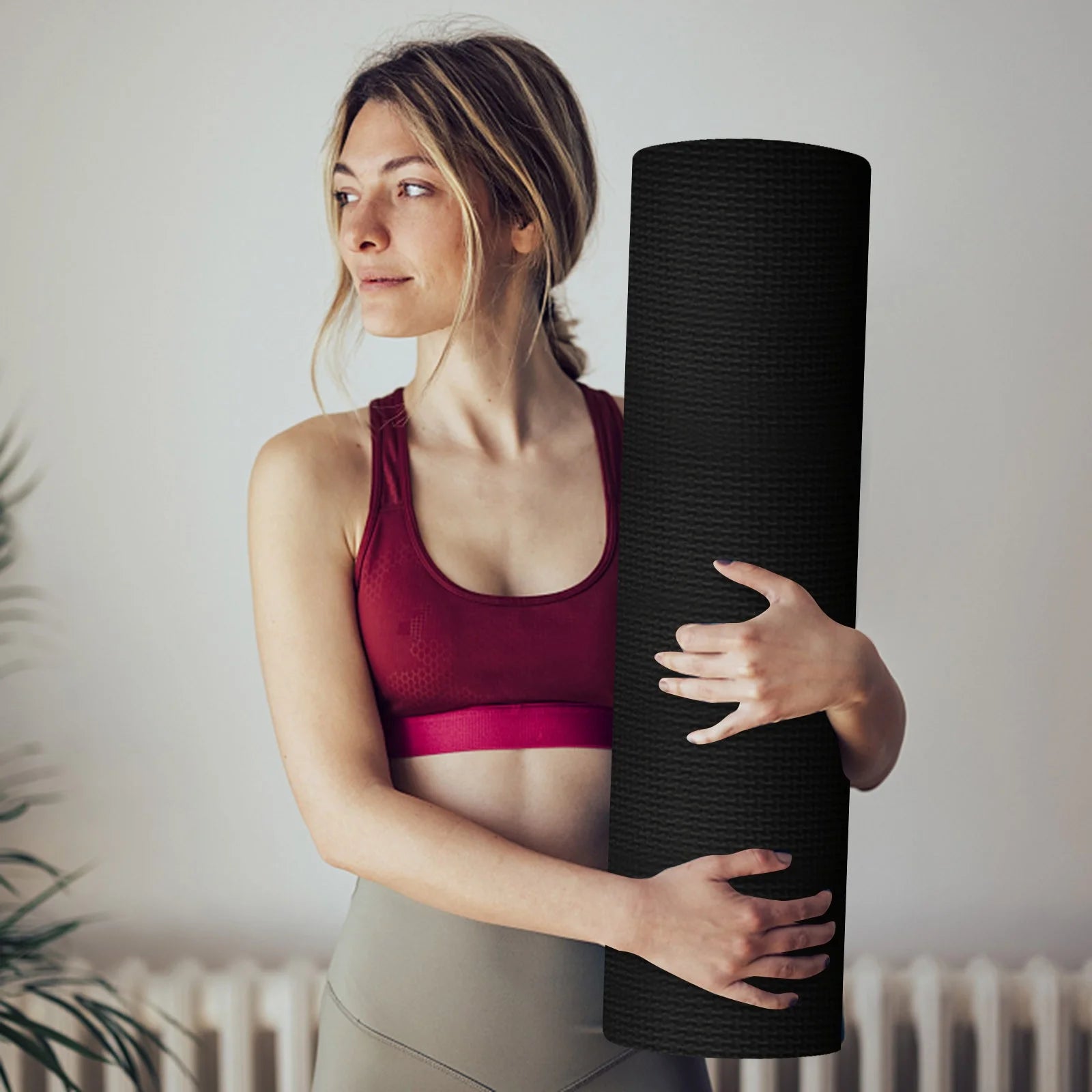 Outdoor Sports and Yoga Yoga Mat Non Monochrome Women Mat Mat 4Mm Sports Men Fitness & Yoga Equipment Fitness Mats Large Workout Mat Mat for Women Men Kids Home Gym Workout