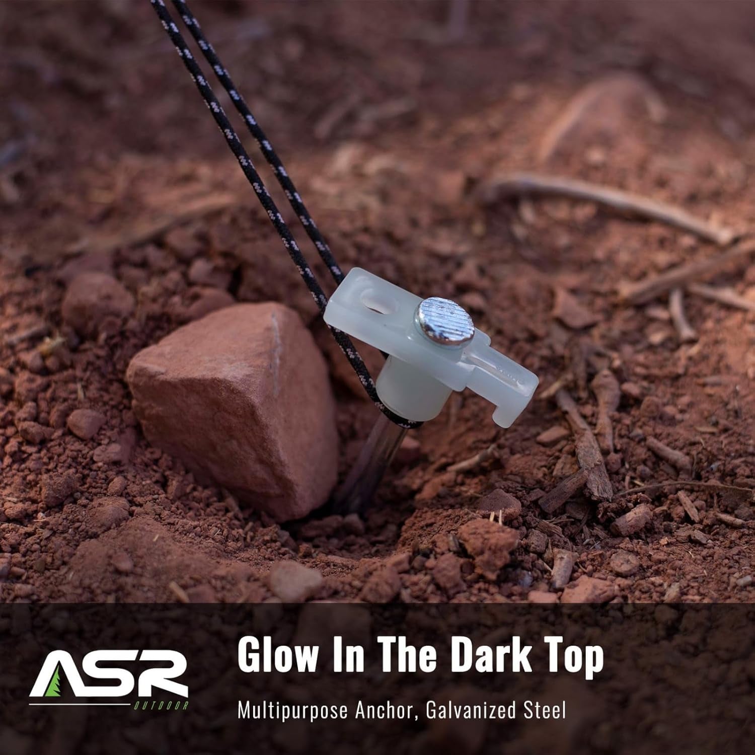 (20 Pack) Steel Tent Stake Glow in the Dark Heavy Duty Universal Camping Gear Anchor Tent Pegs