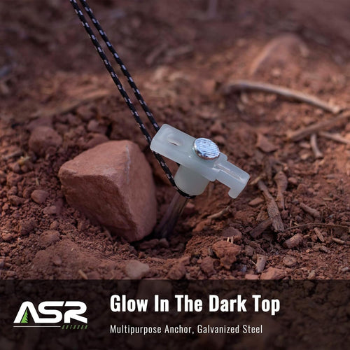 (20 Pack) Steel Tent Stake Glow in the Dark Heavy Duty Universal Camping Gear Anchor Tent Pegs