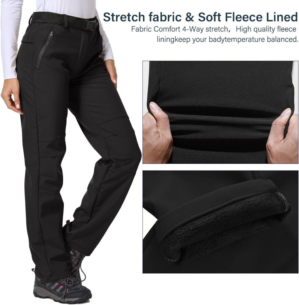 Women'S Waterproof Pants Hiking Ski Snow Fish Fleece Lined Insulated Outdoor Golf Travel Pant