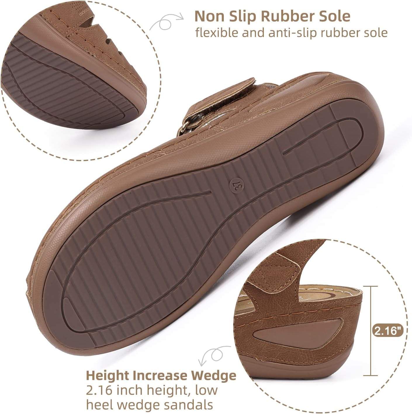 Women'S Wedge Sandals Summer: Closed Toe Sandals for Women Platform Dressy Wedge Size 5-11