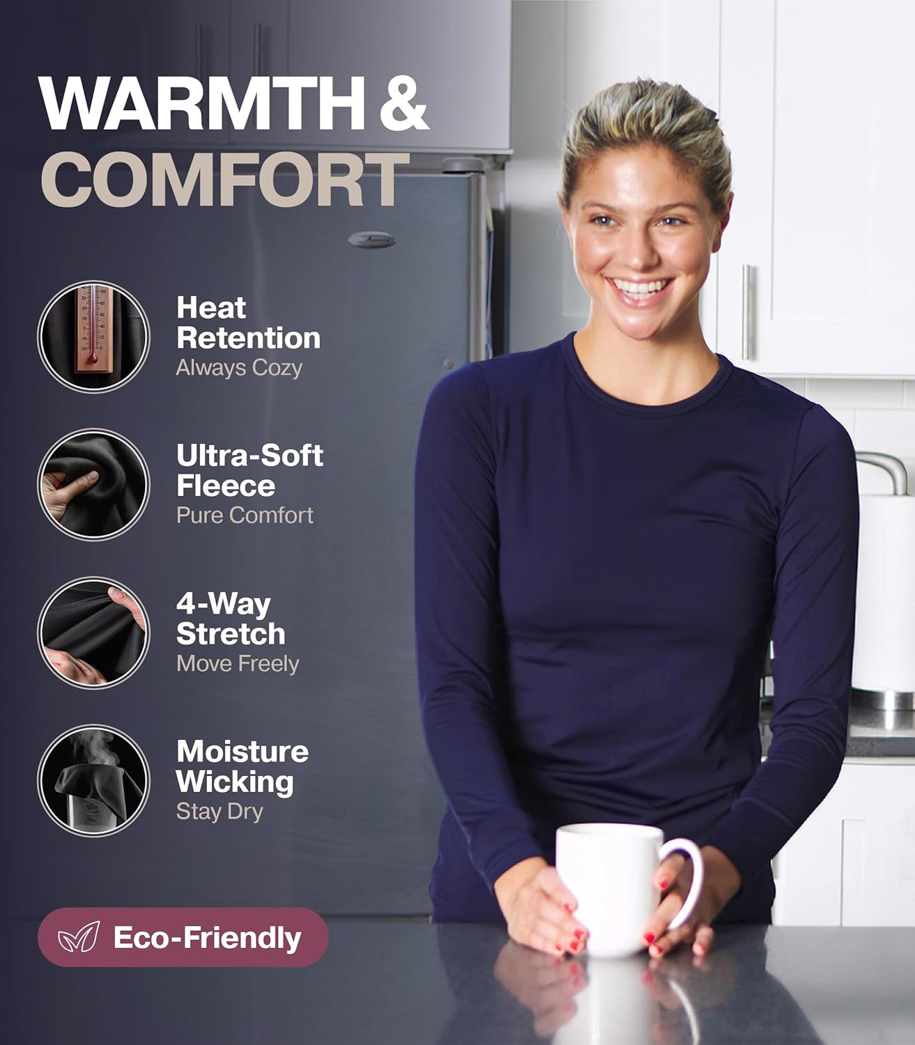 Long Sleeve Thermal Shirts for Women Cold Weather, Womens Thermal Underwear Tops, Base Layer Women Thermal