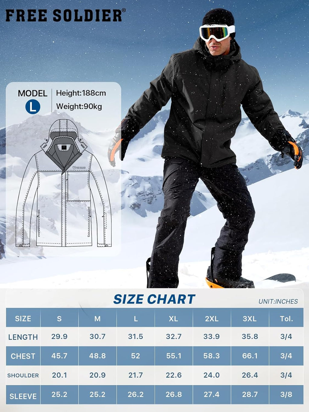 Men'S Waterproof Ski Snow Jacket Fleece Lined Warm Winter Rain Jacket with Hood Fully Taped Seams