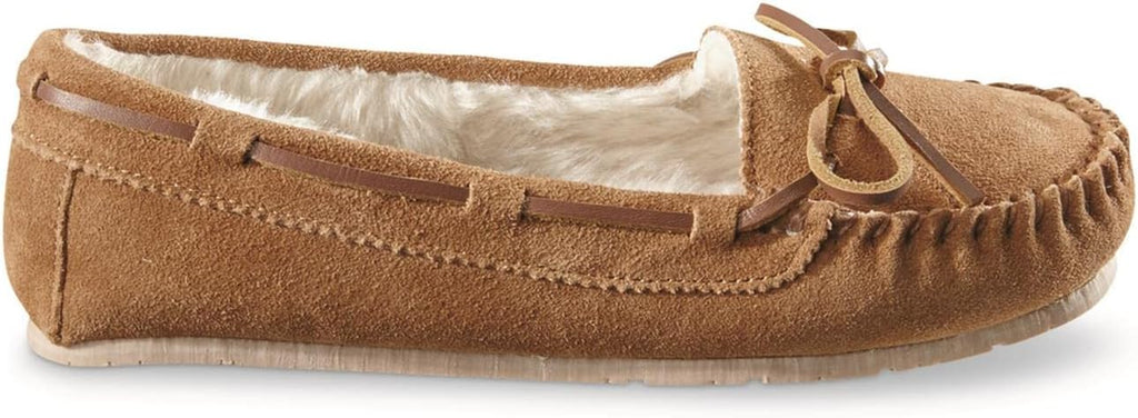 Fur-Lined Moccasin Slipper Shoes for Women, Ladies Bedroom House Slippers, Indoor and Outdoor