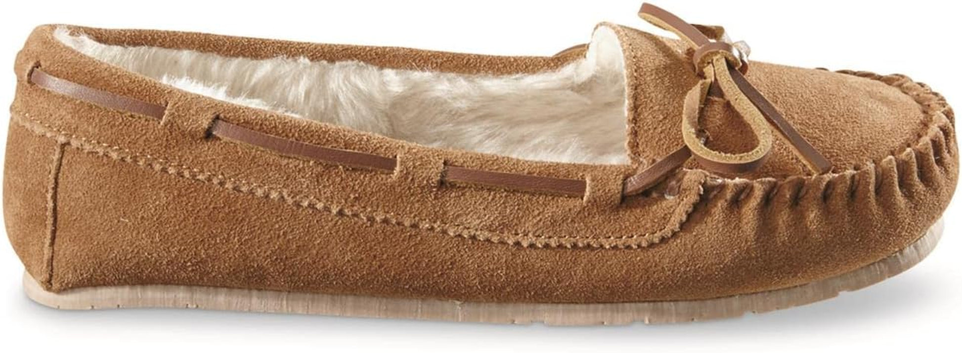 Fur-Lined Moccasin Slipper Shoes for Women, Ladies Bedroom House Slippers, Indoor and Outdoor