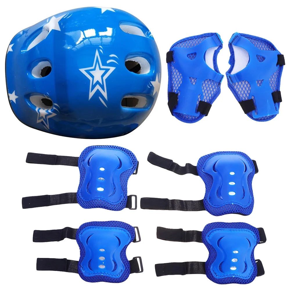 Kids Adjustable Helmet Suitable for Ages 3-14 Years Toddler Boys Girls, Sports Protective Gear Set Knee Elbow Wrist Pads for Bike Skateboard Scooter Rollerblading-Blue