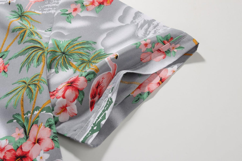 Pack Hawaiian Shirt for Men Flamingo Short Sleeve Casual Button down Shirts Summer Beach Shirt