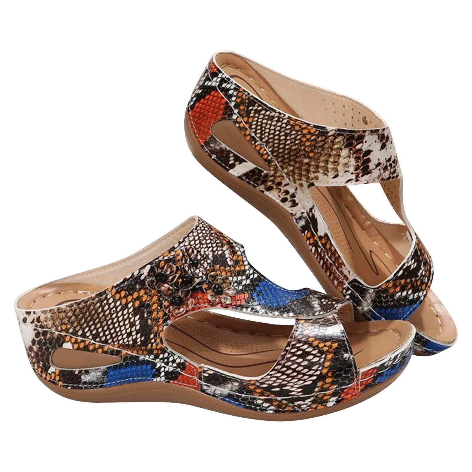 Orthopedic Sandals for Women Beach Slippers with Arch Support Anti- Breathable Open Toe Vintage Wedge Sandals for Women, up to 65% Off!