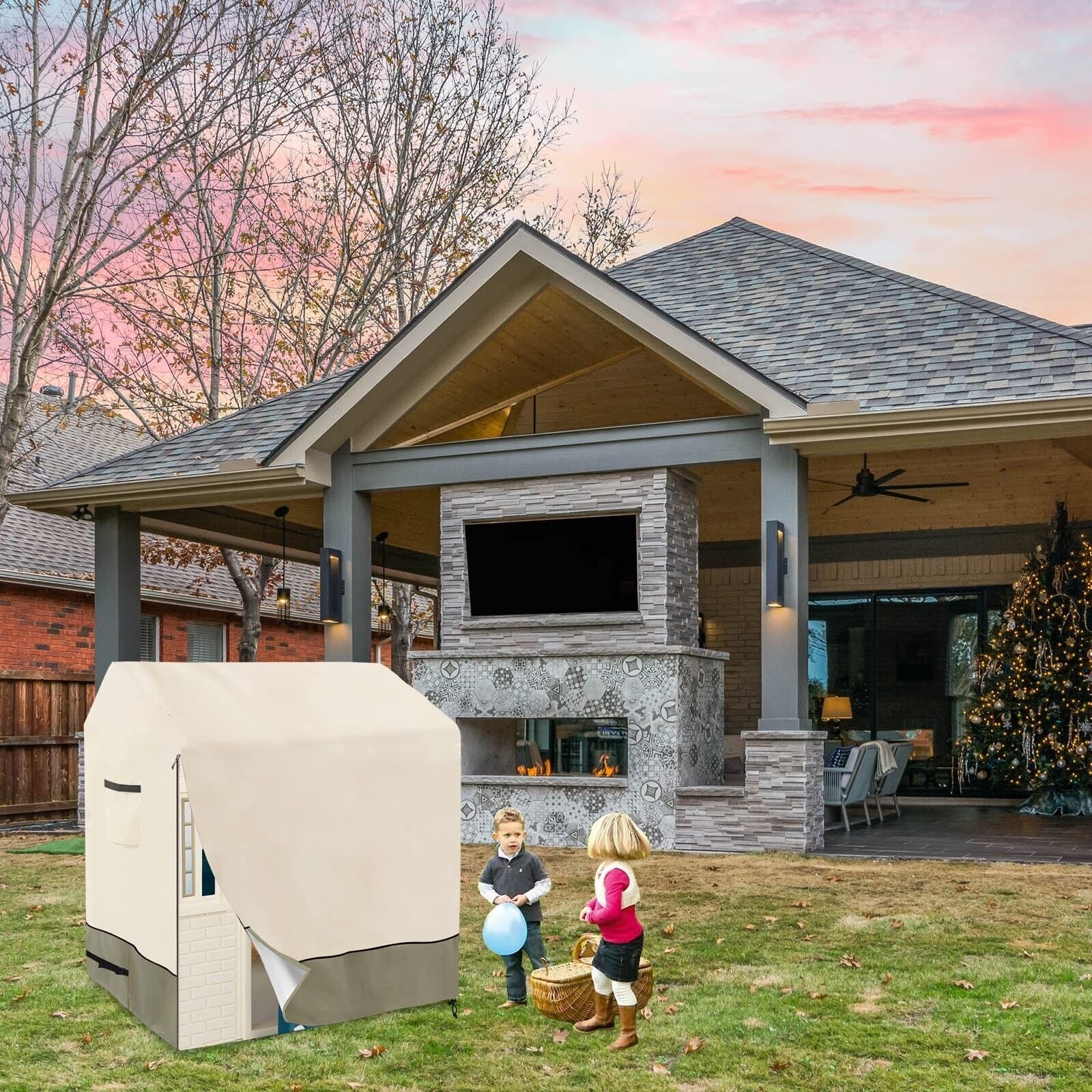 Outdoor Kids' Playhouse Cover,100% Waterproof Heavy Duty Outdoor Playhouse Co...