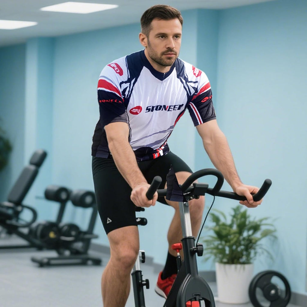 Men'S Cycling Jerseys Tops Biking Shirts Short Sleeve Bike Clothing Full Zipper Bicycle Jacket with Pockets