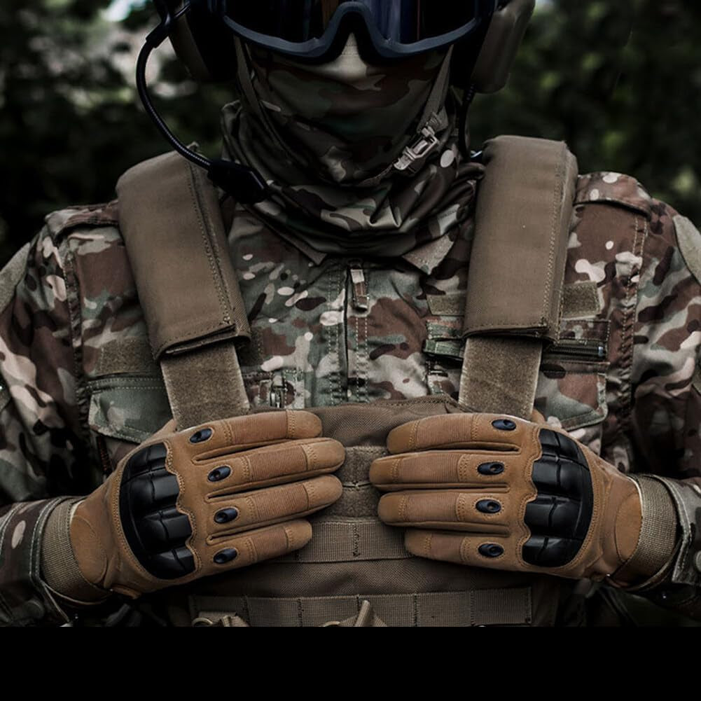 Tactical Gloves with Knuckle Protection, Men Outdoor Gloves Fingerless Glove for Riding, Cycling, Motorcycle, Driving Gloves (Black L)
