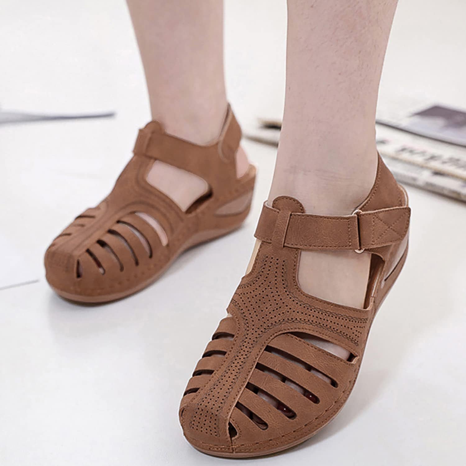 Women'S Wedge Sandals Summer: Closed Toe Sandals for Women Platform Dressy Wedge Size 5-11