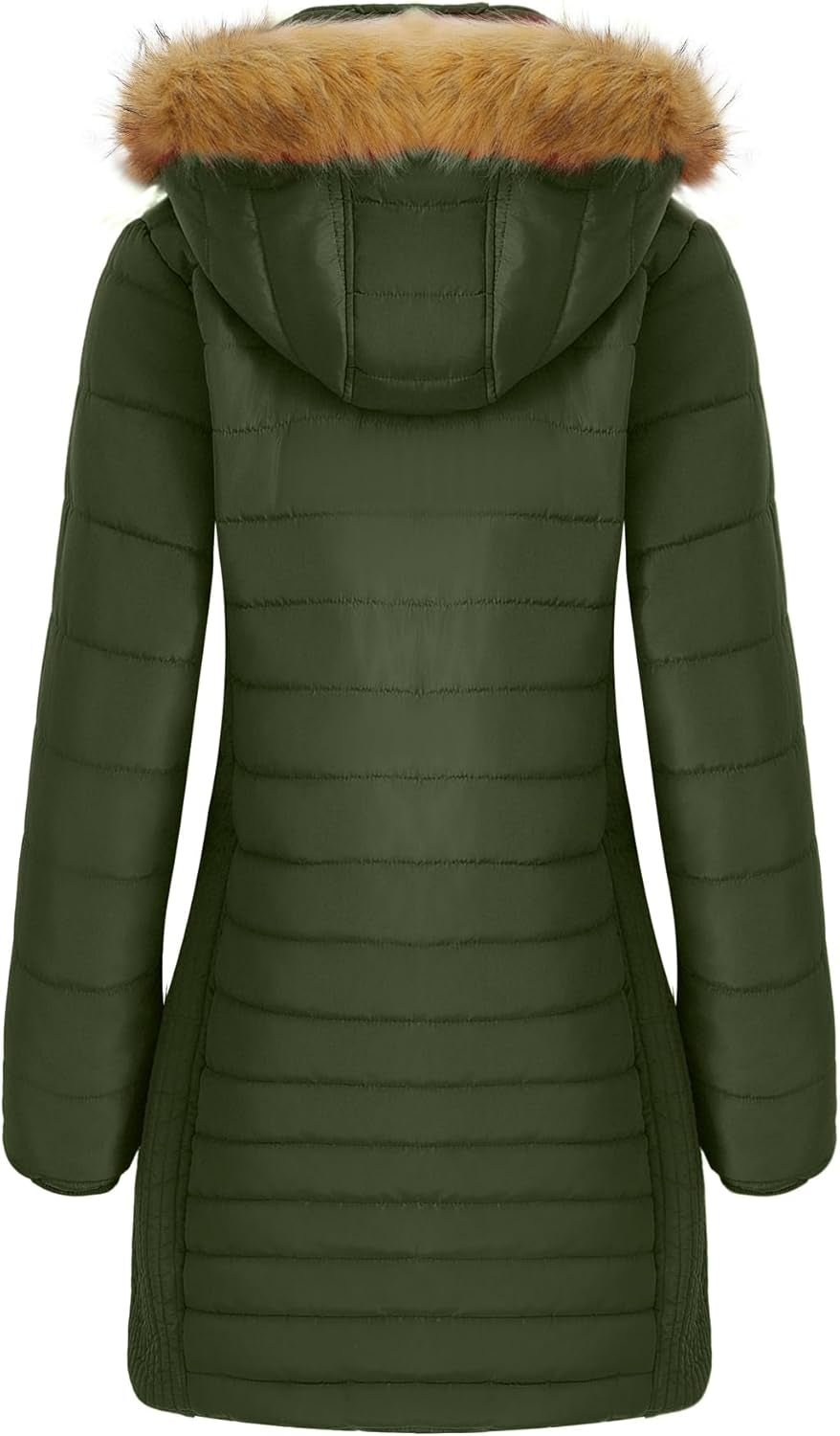 Women'S Long Winter Puffer Coat Warm Waterproof Jackets with Faux Fur Hood