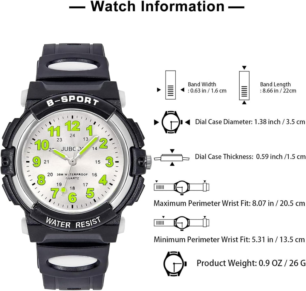 Kids Analog Watch, Childrens Waterproof Quartz Watch for 5-14 Years Old Boys Girls Time Teaching Sports Outdoor Wirstwatch