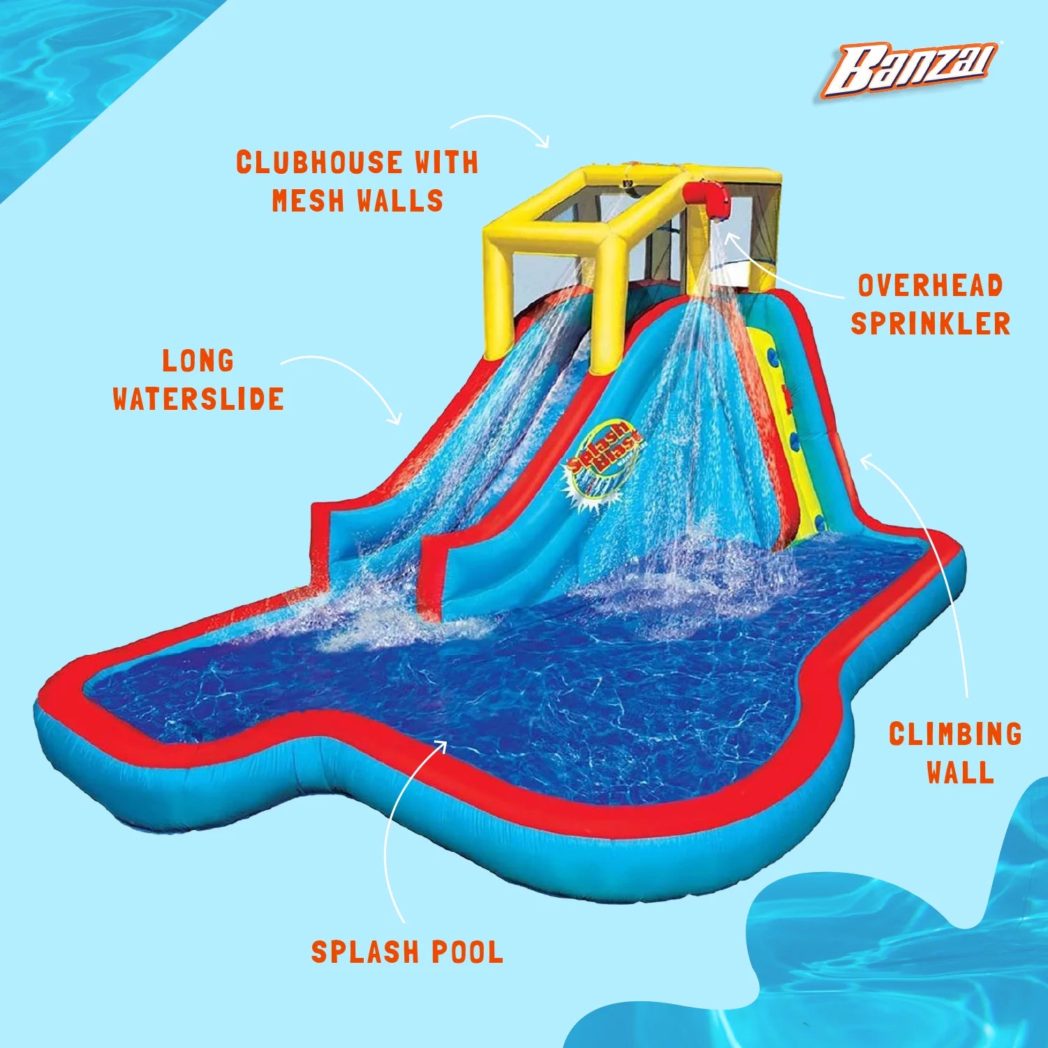 Slide N Soak Inflatable Outdoor Kids Splash Pool Water Park, Ages 5+