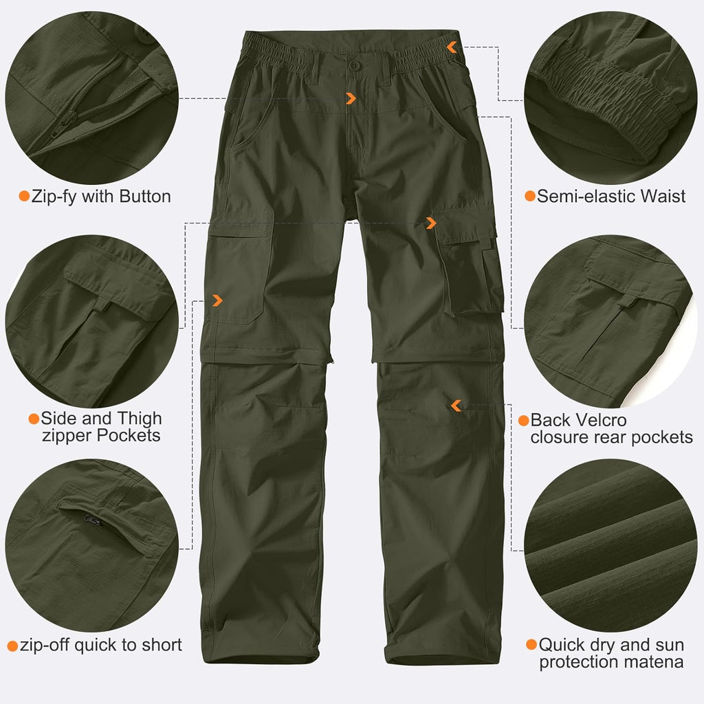 Men'S Outdoor Quick Dry Convertible Lightweight Hiking Fishing Zip off Safari Trousers